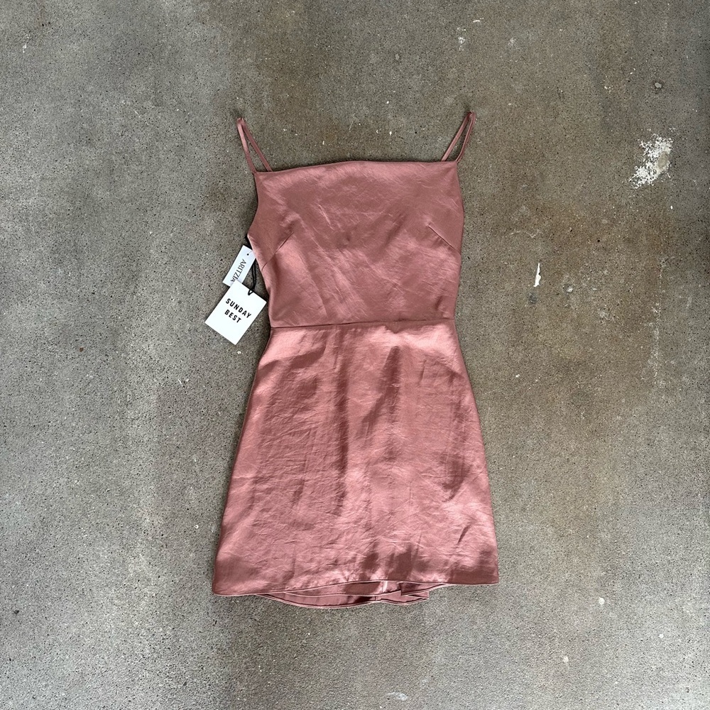 NWT Aritzia Sunday Best Spencer Dress in Chocolate Sorbet Size 2XS - Picture 6 of 12